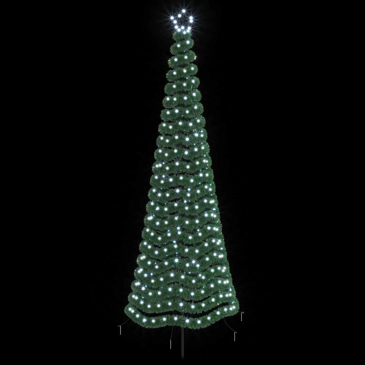vidaXL LED Tinsel Christmas Tree with Spike EKENAS 250 cm 370 LEDs