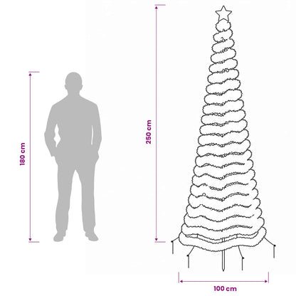 vidaXL LED Tinsel Christmas Tree with Spike EKENAS 250 cm 370 LEDs