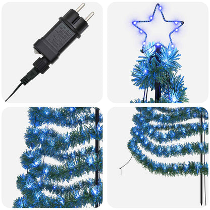 vidaXL LED Tinsel Christmas Tree with Spike EKENAS 250 cm 370 LEDs