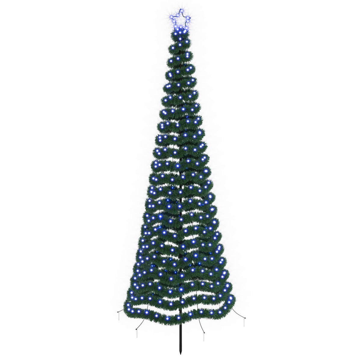vidaXL LED Tinsel Christmas Tree with Spike EKENAS 250 cm 370 LEDs