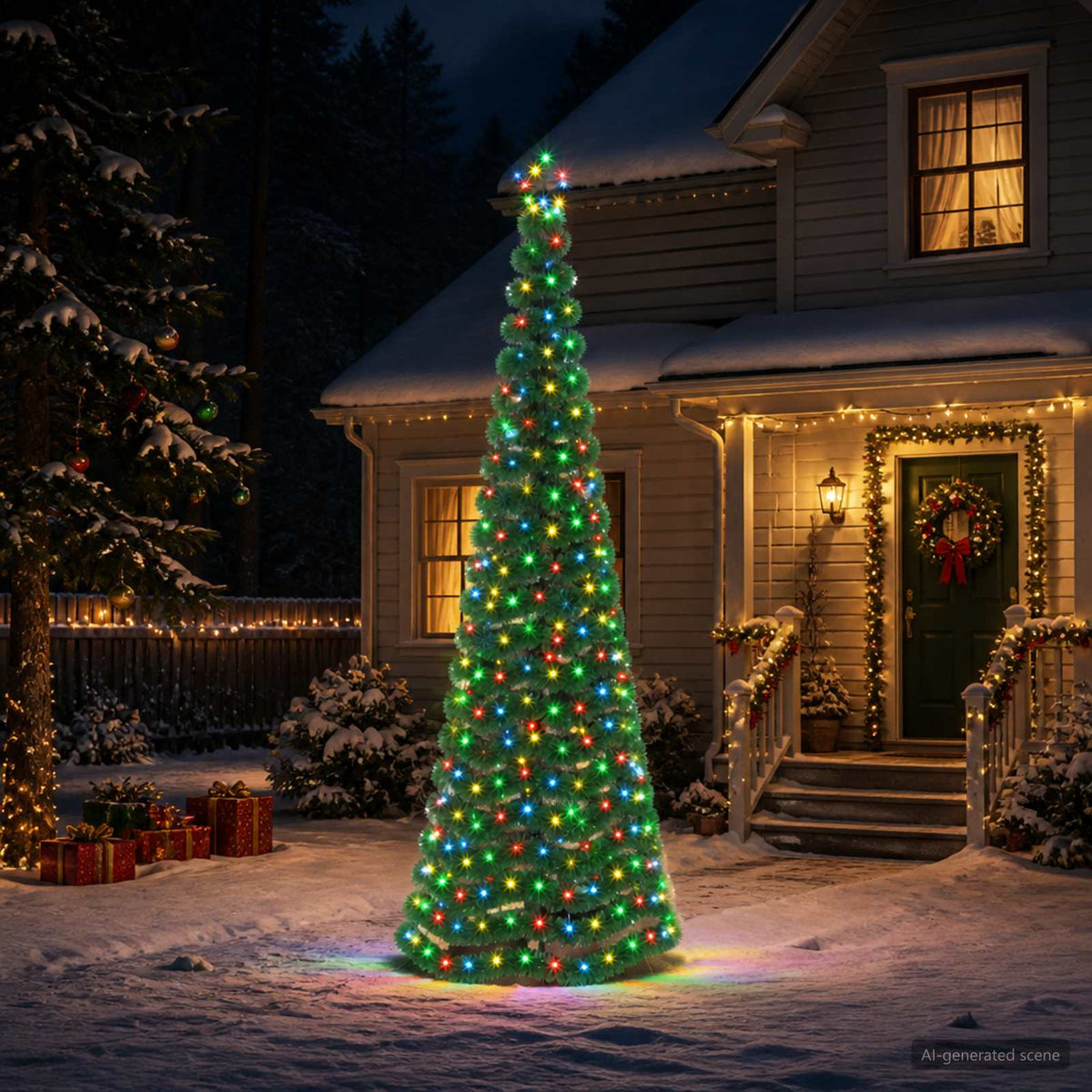 vidaXL LED Tinsel Christmas Tree with Spike EKENAS 250 cm 370 LEDs