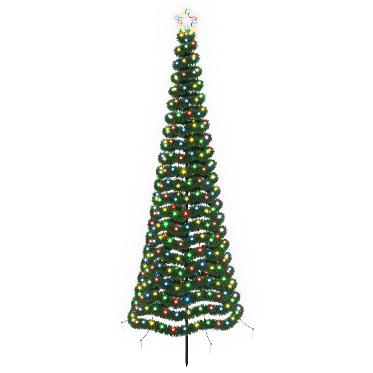 vidaXL LED Tinsel Christmas Tree with Spike EKENAS 250 cm 370 LEDs