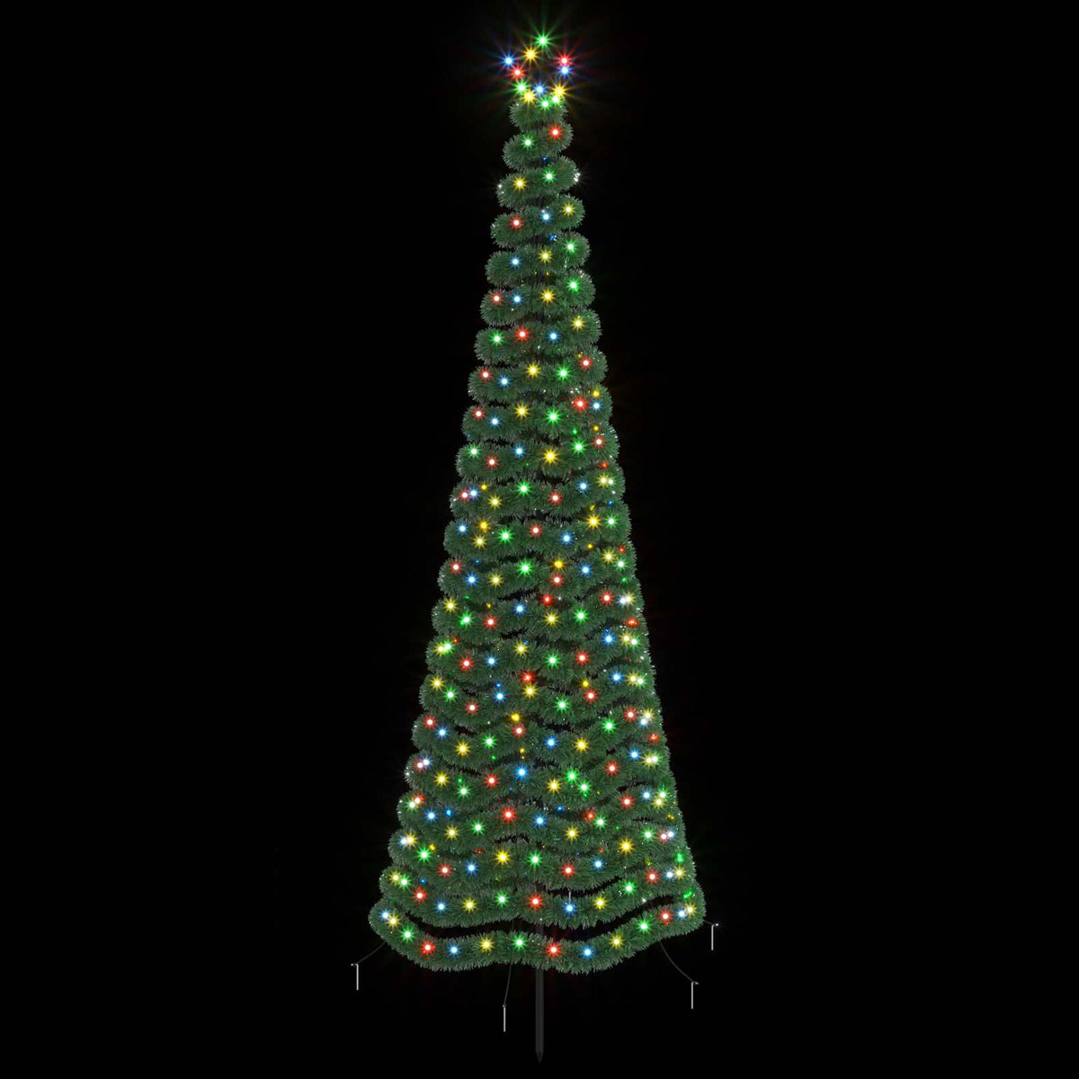 vidaXL LED Tinsel Christmas Tree with Spike EKENAS 250 cm 370 LEDs