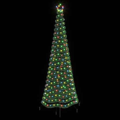 vidaXL LED Tinsel Christmas Tree with Spike EKENAS 250 cm 370 LEDs