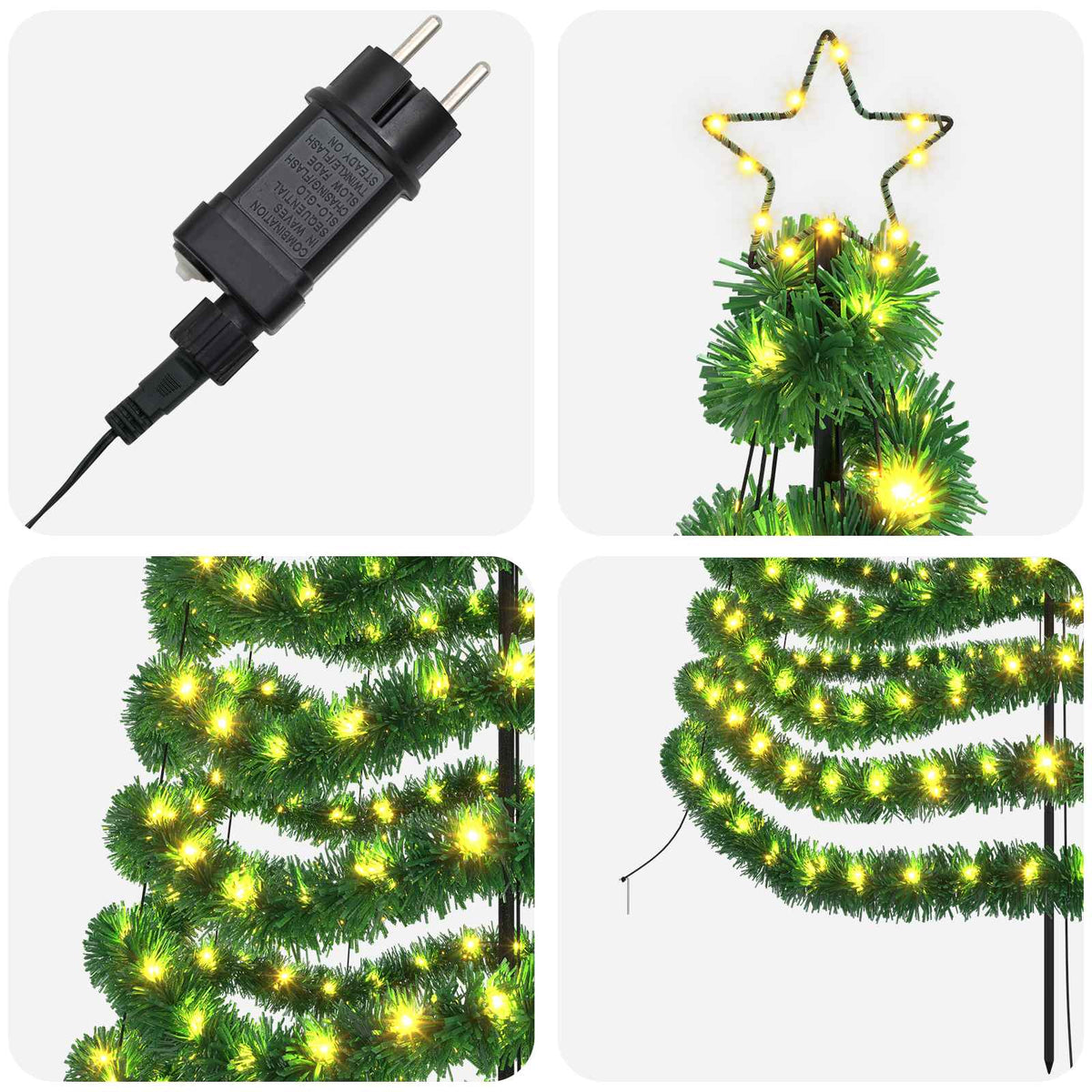 vidaXL LED Tinsel Christmas Tree with Spike EKENAS 300 cm 475 LEDs