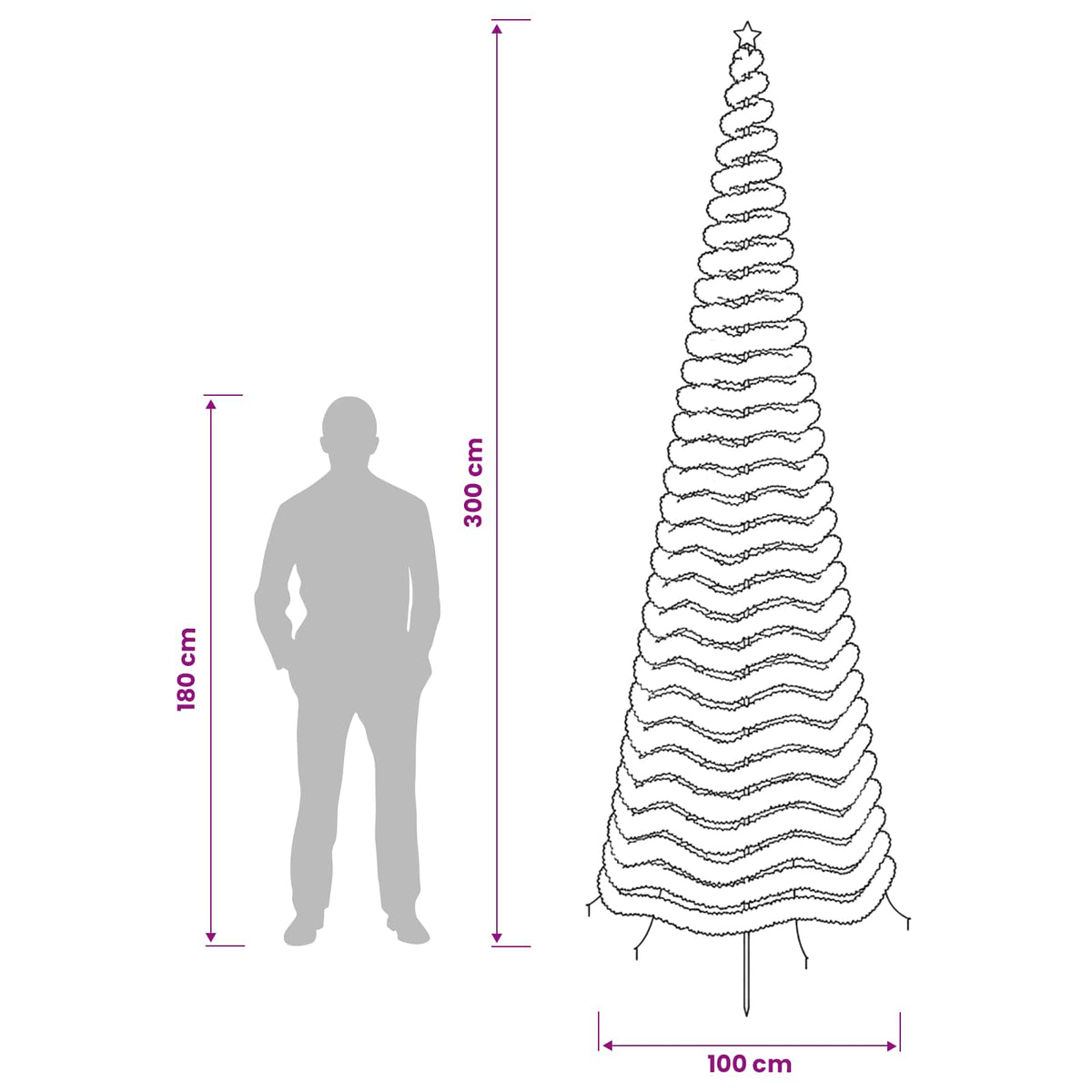 vidaXL LED Tinsel Christmas Tree with Spike EKENAS 300 cm 475 LEDs