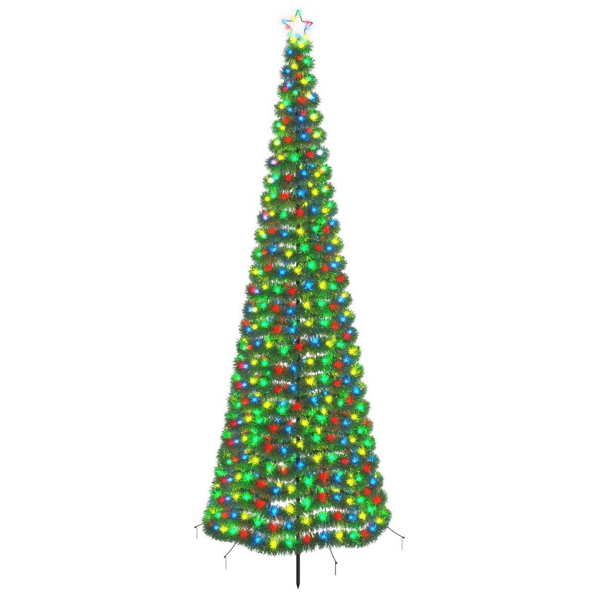 vidaXL LED Tinsel Christmas Tree with Spike EKENAS 300 cm 475 LEDs