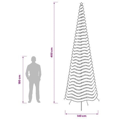 vidaXL LED Tinsel Christmas Tree with Spike EKENAS 400 cm 588 LEDs
