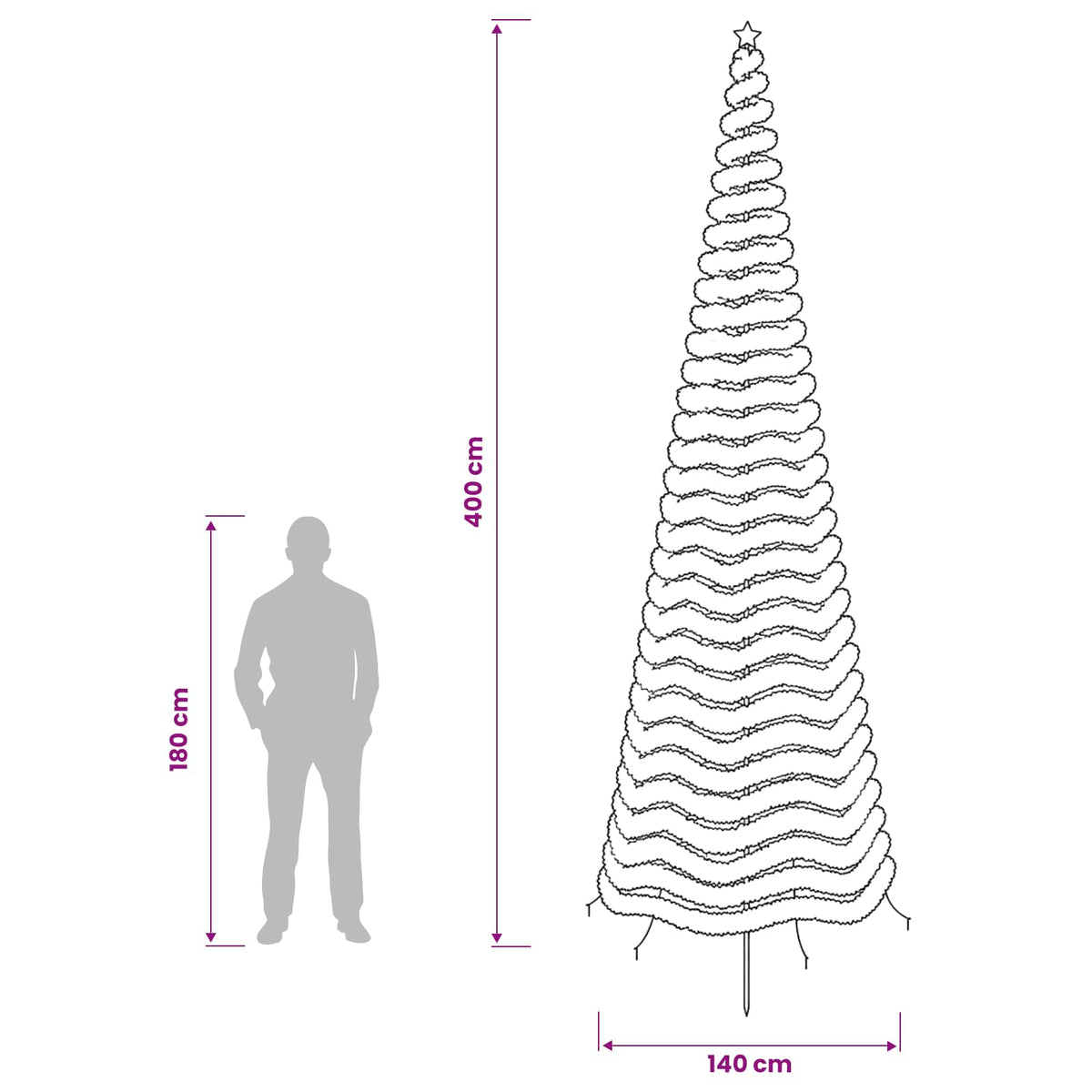 vidaXL LED Tinsel Christmas Tree with Spike EKENAS 400 cm 588 LEDs