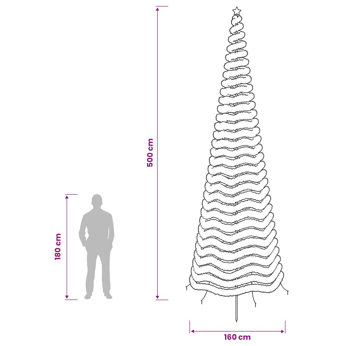 vidaXL LED Tinsel Christmas Tree with Spike EKENAS 500 cm 868 LEDs