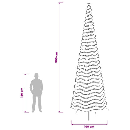 vidaXL LED Tinsel Christmas Tree with Spike EKENAS 500 cm 868 LEDs