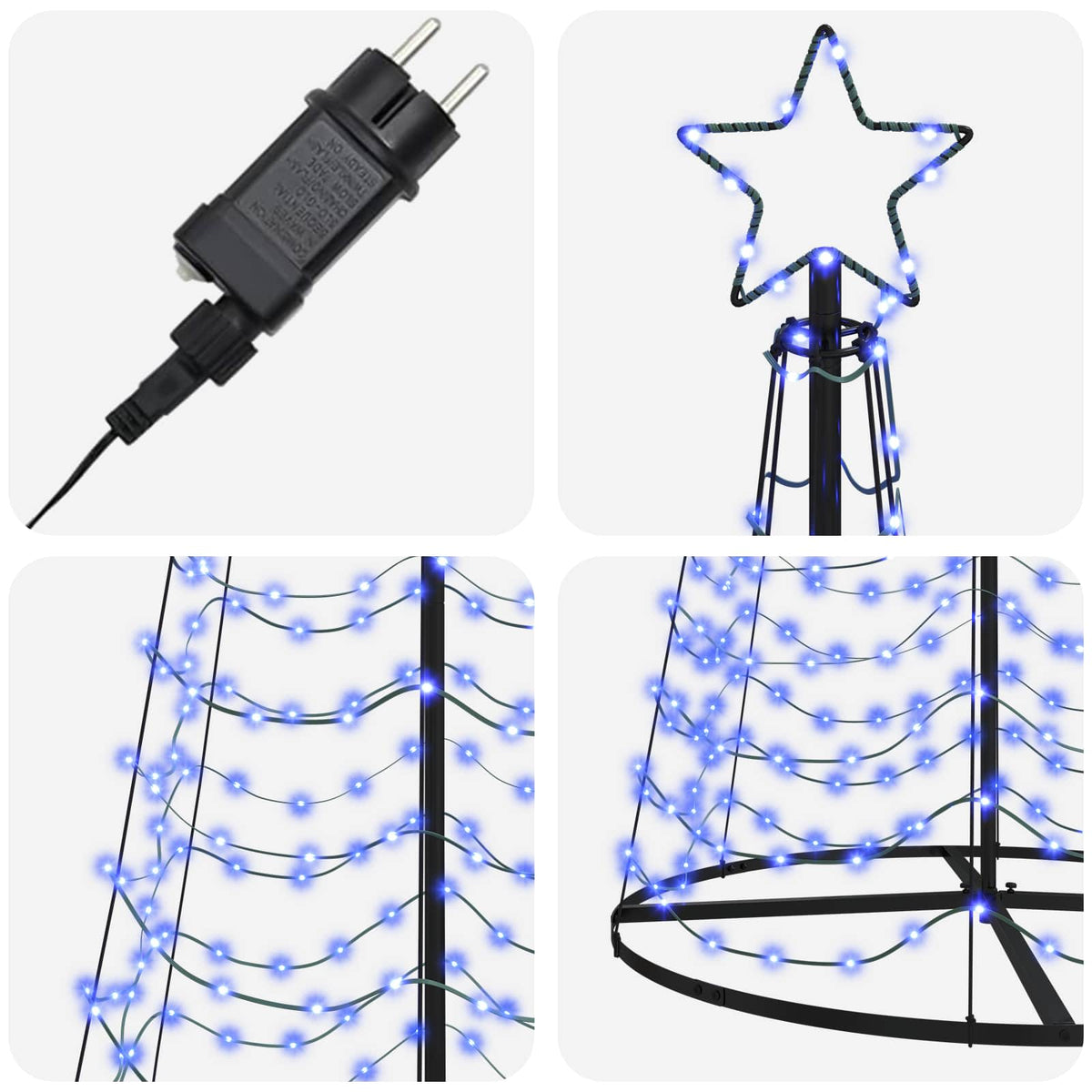 vidaXL LED Spiral Christmas Tree with Base EKENAS 300 cm 475 LEDs Blue