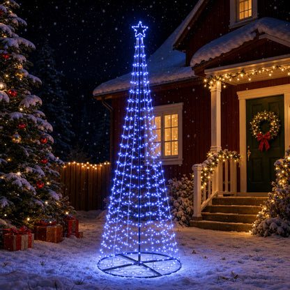 vidaXL LED Spiral Christmas Tree with Base EKENAS 300 cm 475 LEDs Blue