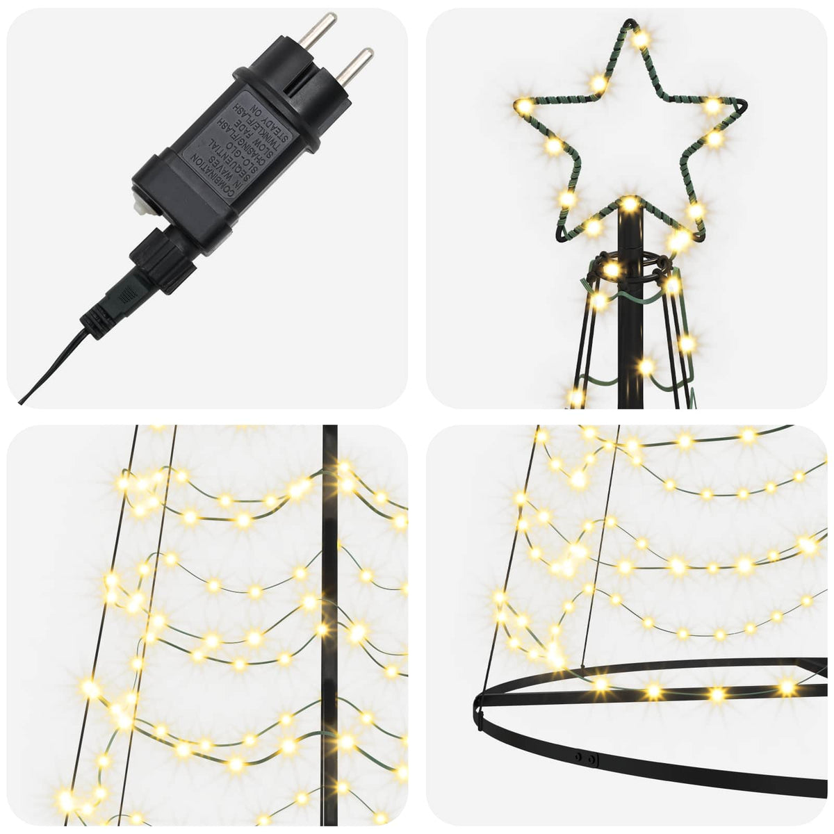 vidaXL LED Spiral Christmas Tree with Base EKENAS 400 cm 588 LEDs