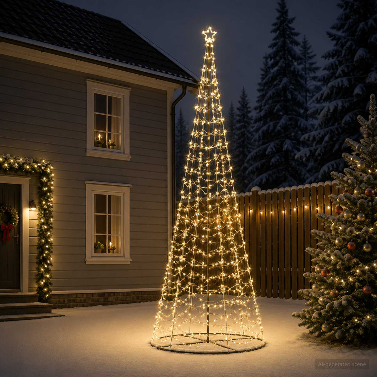 vidaXL LED Spiral Christmas Tree with Base EKENAS 400 cm 588 LEDs