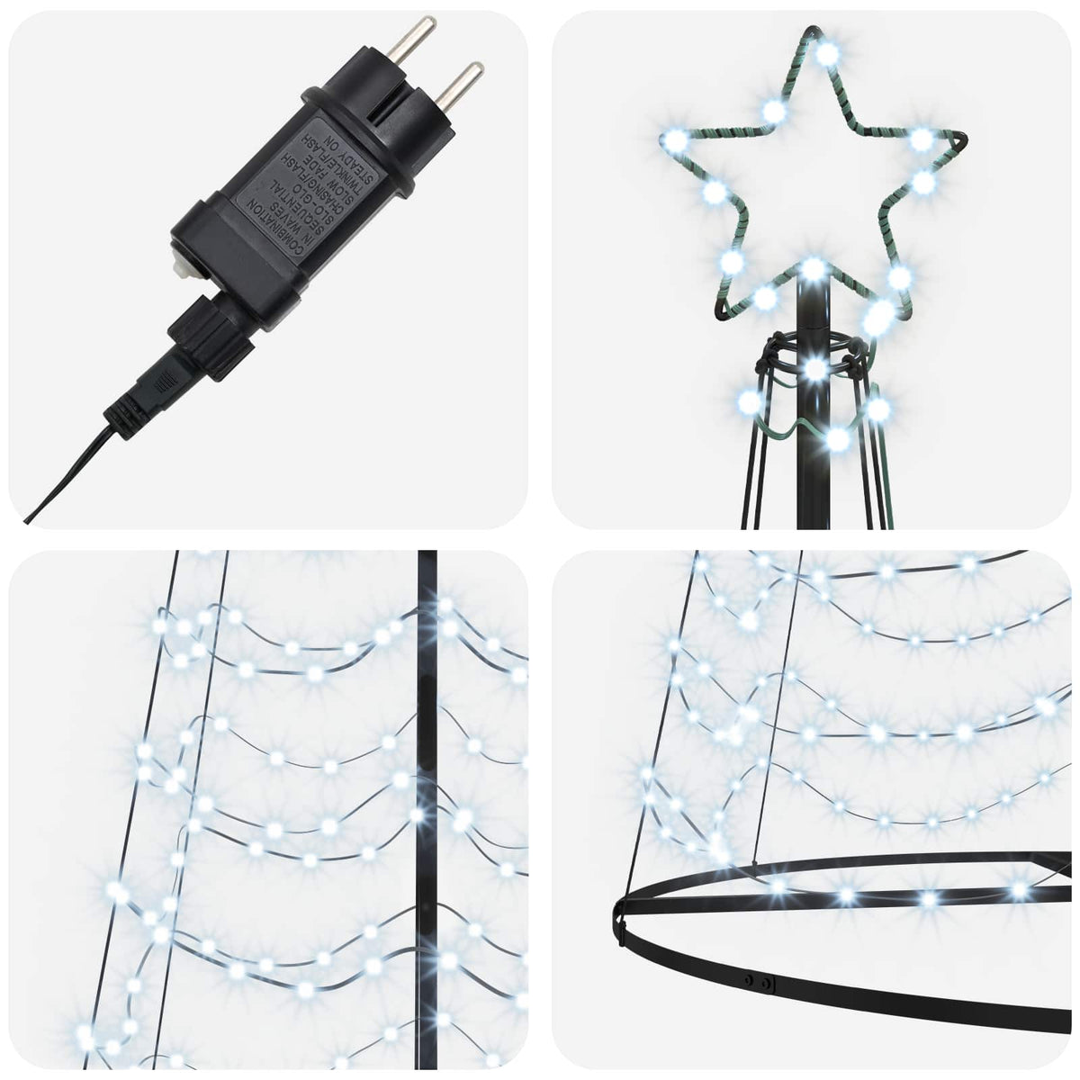 vidaXL LED Spiral Christmas Tree with Base EKENAS 400 cm 588 LEDs
