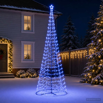 vidaXL LED Spiral Christmas Tree with Base EKENAS 400 cm 588 LEDs Blue