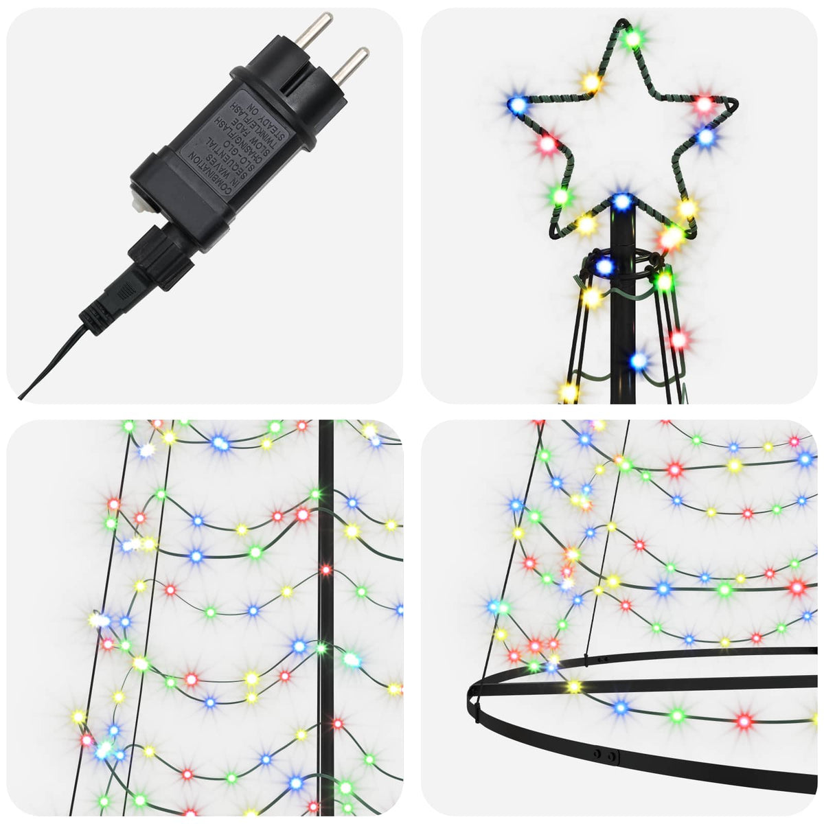 vidaXL LED Spiral Christmas Tree with Base EKENAS 400 cm 588 LEDs