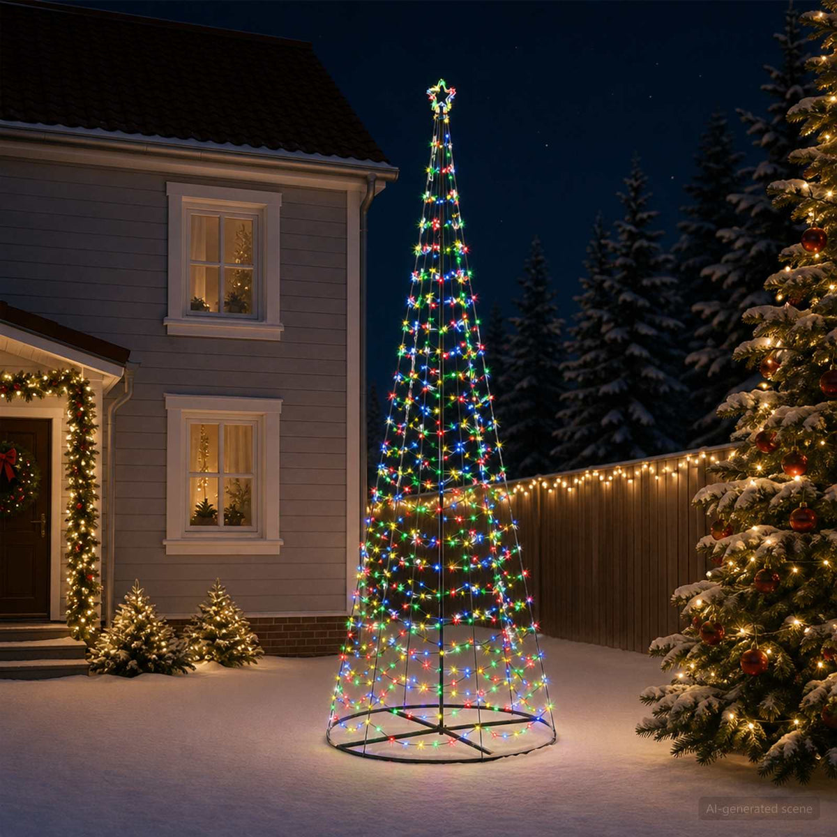 vidaXL LED Spiral Christmas Tree with Base EKENAS 400 cm 588 LEDs