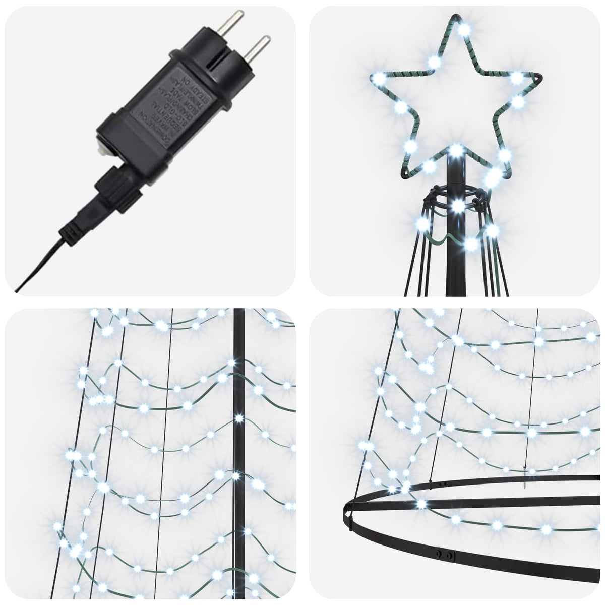 vidaXL LED Spiral Christmas Tree with Base EKENAS 500 cm 868 LEDs