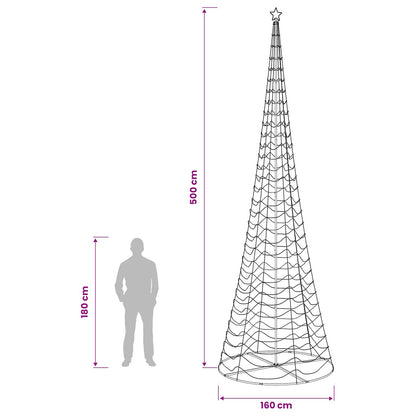 vidaXL LED Spiral Christmas Tree with Base EKENAS 500 cm 868 LEDs