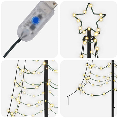 vidaXL LED Spiral Christmas Tree with Spike EKENAS 180 cm 220 LEDs