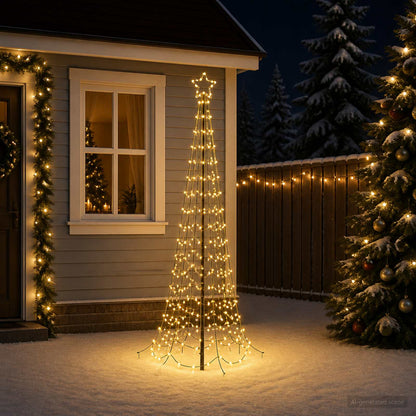 vidaXL LED Spiral Christmas Tree with Spike EKENAS 180 cm 220 LEDs