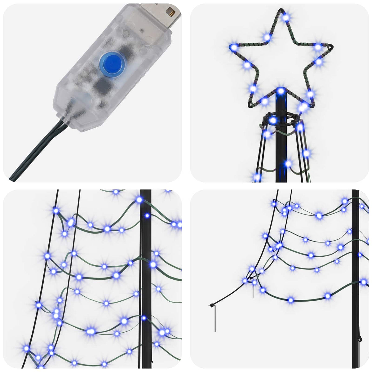vidaXL LED Spiral Christmas Tree with Spike EKENAS 180 cm 220 LEDs