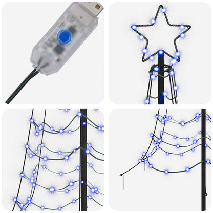 vidaXL LED Spiral Christmas Tree with Spike EKENAS 180 cm 220 LEDs