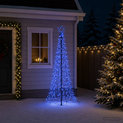 vidaXL LED Spiral Christmas Tree with Spike EKENAS 180 cm 220 LEDs