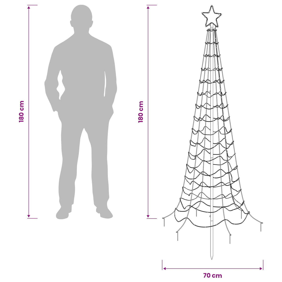 vidaXL LED Spiral Christmas Tree with Spike EKENAS 180 cm 220 LEDs