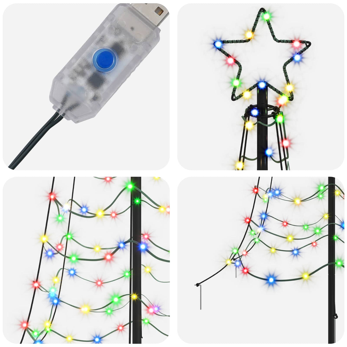 vidaXL LED Spiral Christmas Tree with Spike EKENAS 180 cm 220 LEDs