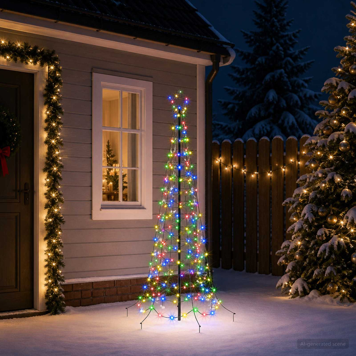 vidaXL LED Spiral Christmas Tree with Spike EKENAS 180 cm 220 LEDs