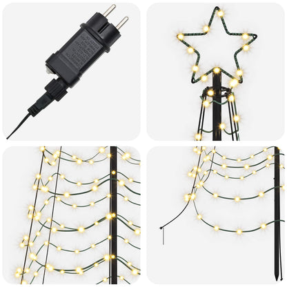 vidaXL LED Spiral Christmas Tree with Spike EKENAS 250 cm 370 LEDs