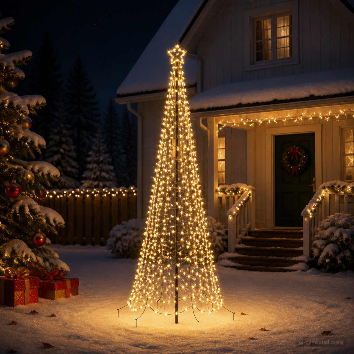 vidaXL LED Spiral Christmas Tree with Spike EKENAS 250 cm 370 LEDs