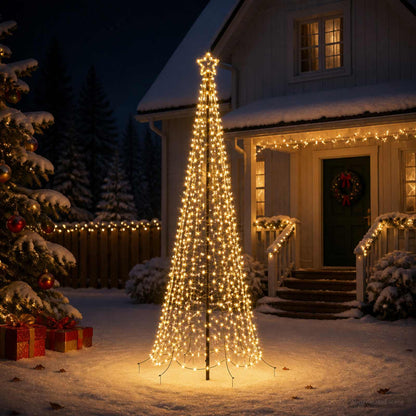 vidaXL LED Spiral Christmas Tree with Spike EKENAS 250 cm 370 LEDs