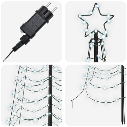 vidaXL LED Spiral Christmas Tree with Spike EKENAS 250 cm 370 LEDs