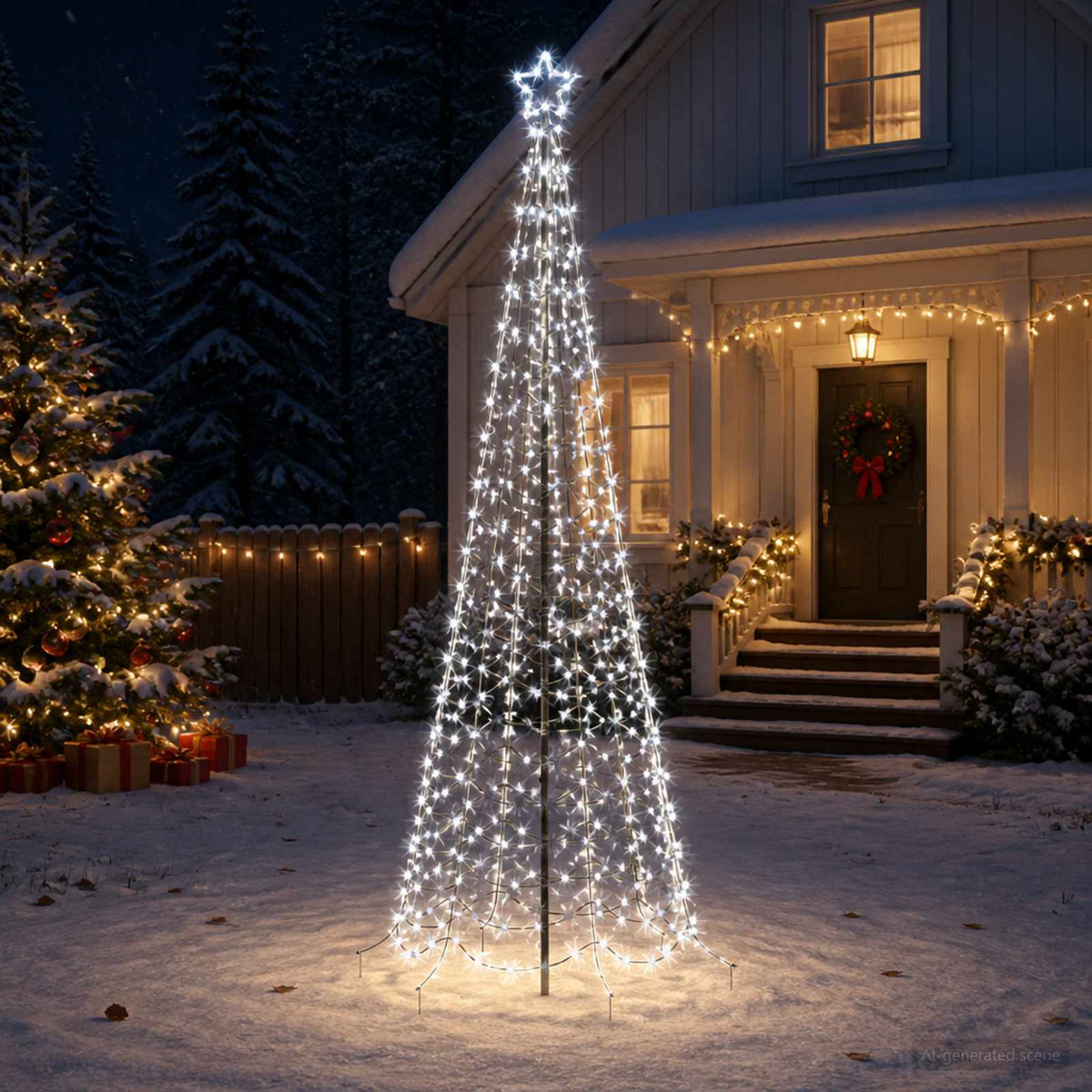 vidaXL LED Spiral Christmas Tree with Spike EKENAS 250 cm 370 LEDs