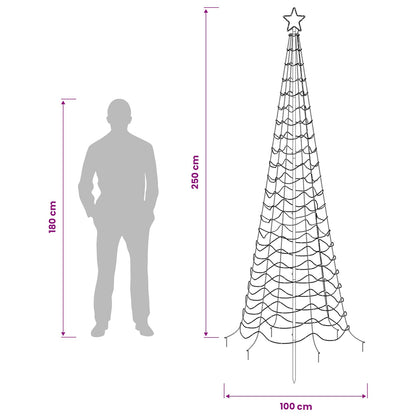vidaXL LED Spiral Christmas Tree with Spike EKENAS 250 cm 370 LEDs