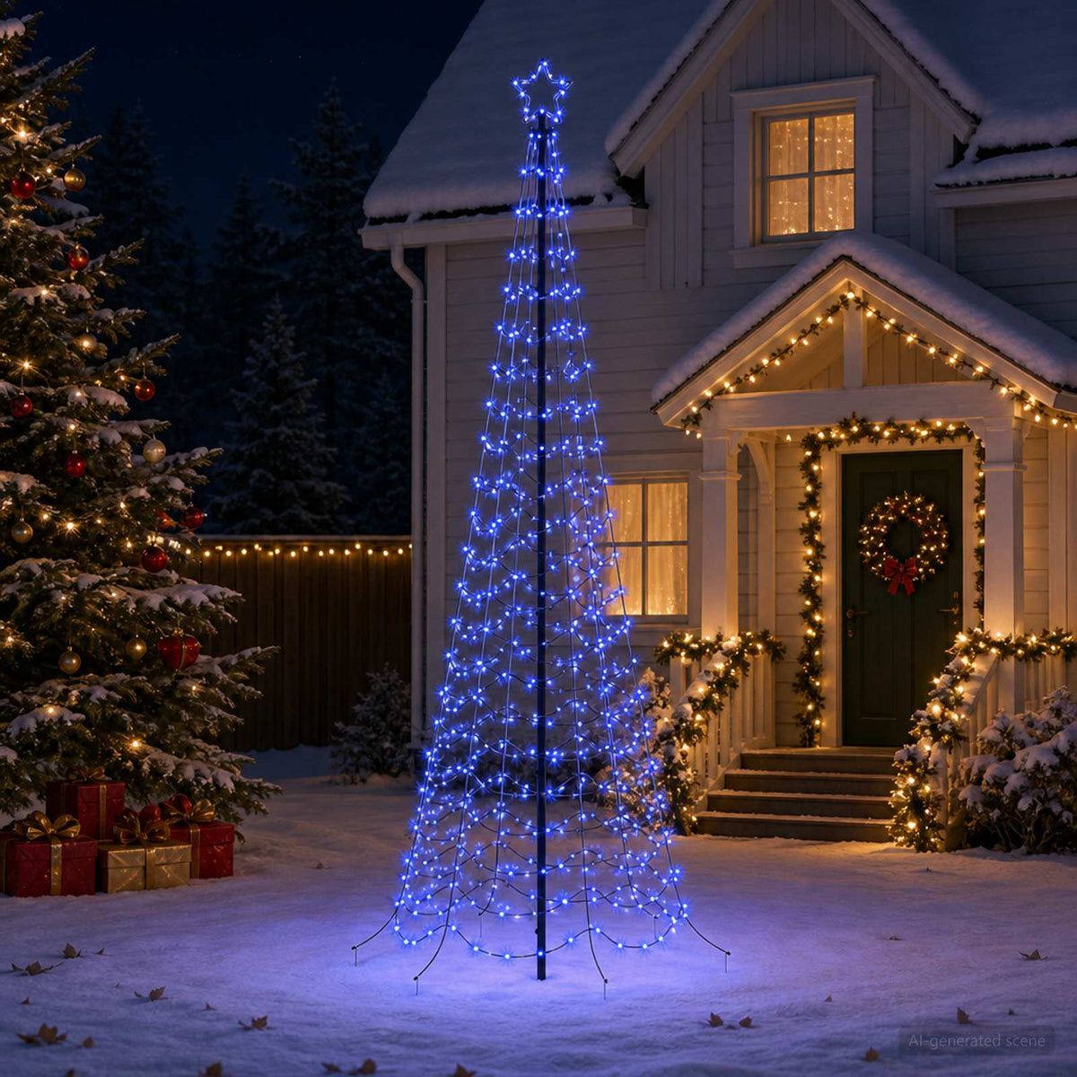 vidaXL LED Spiral Christmas Tree with Spike EKENAS 250 cm 370 LEDs