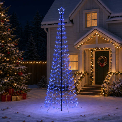 vidaXL LED Spiral Christmas Tree with Spike EKENAS 250 cm 370 LEDs
