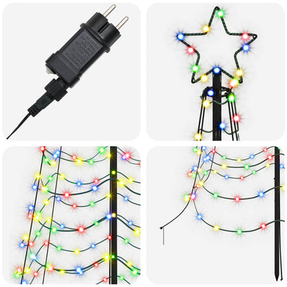 vidaXL LED Spiral Christmas Tree with Spike EKENAS 250 cm 370 LEDs