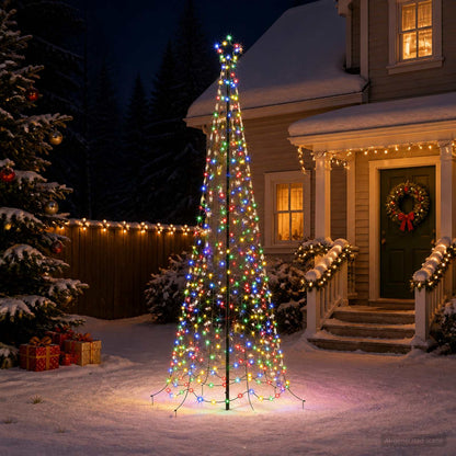 vidaXL LED Spiral Christmas Tree with Spike EKENAS 250 cm 370 LEDs