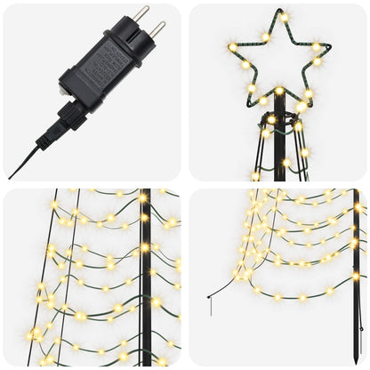 vidaXL LED Spiral Christmas Tree with Spike EKENAS 300 cm 475 LEDs