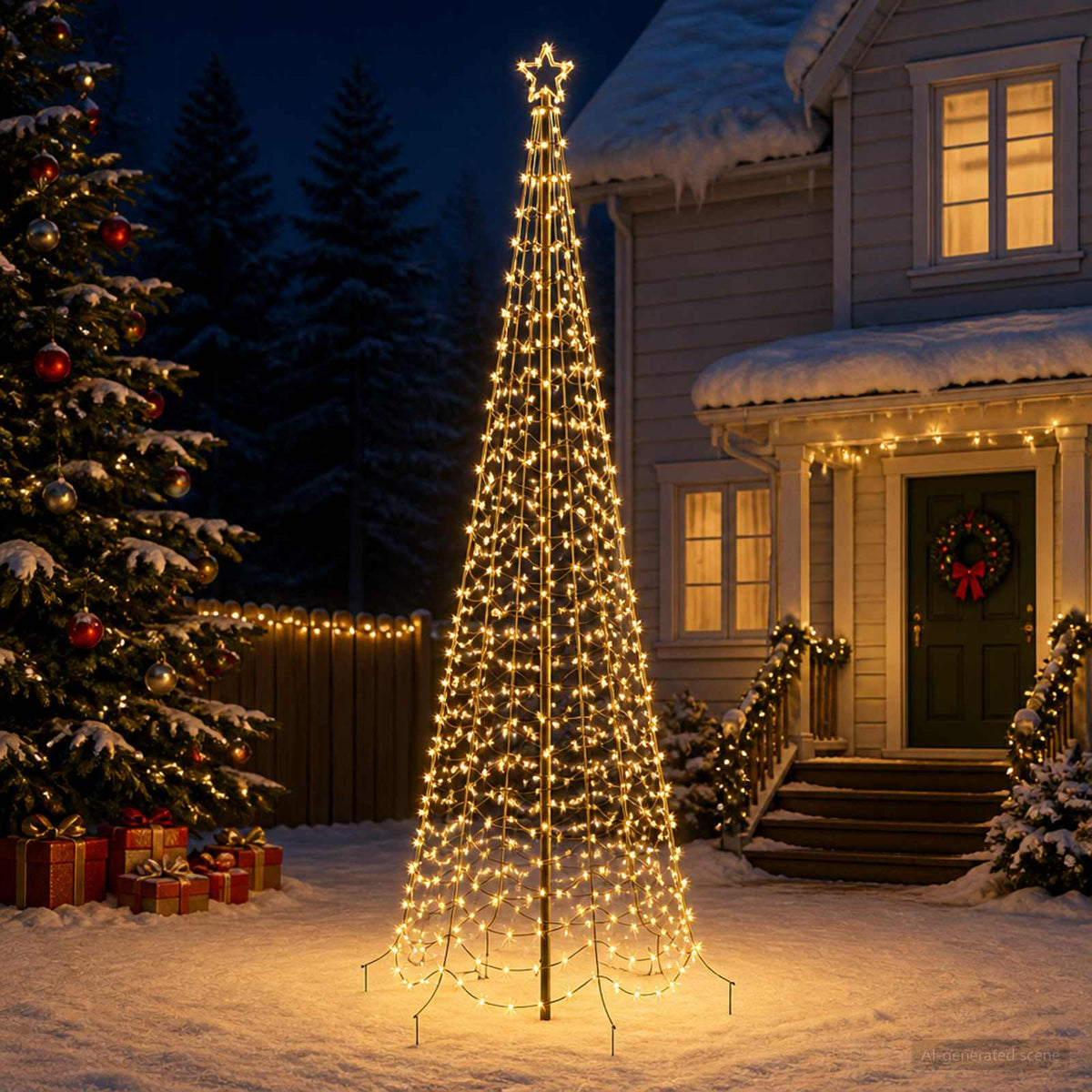 vidaXL LED Spiral Christmas Tree with Spike EKENAS 300 cm 475 LEDs