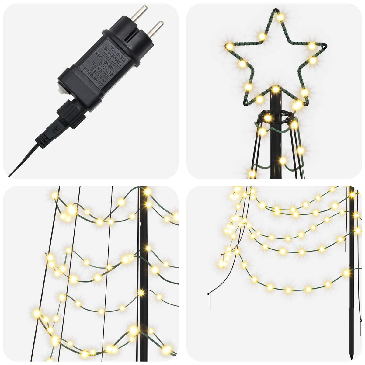 vidaXL LED Spiral Christmas Tree with Spike EKENAS 400 cm 588 LEDs