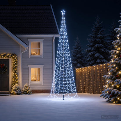 vidaXL LED Spiral Christmas Tree with Spike EKENAS 400 cm 588 LEDs