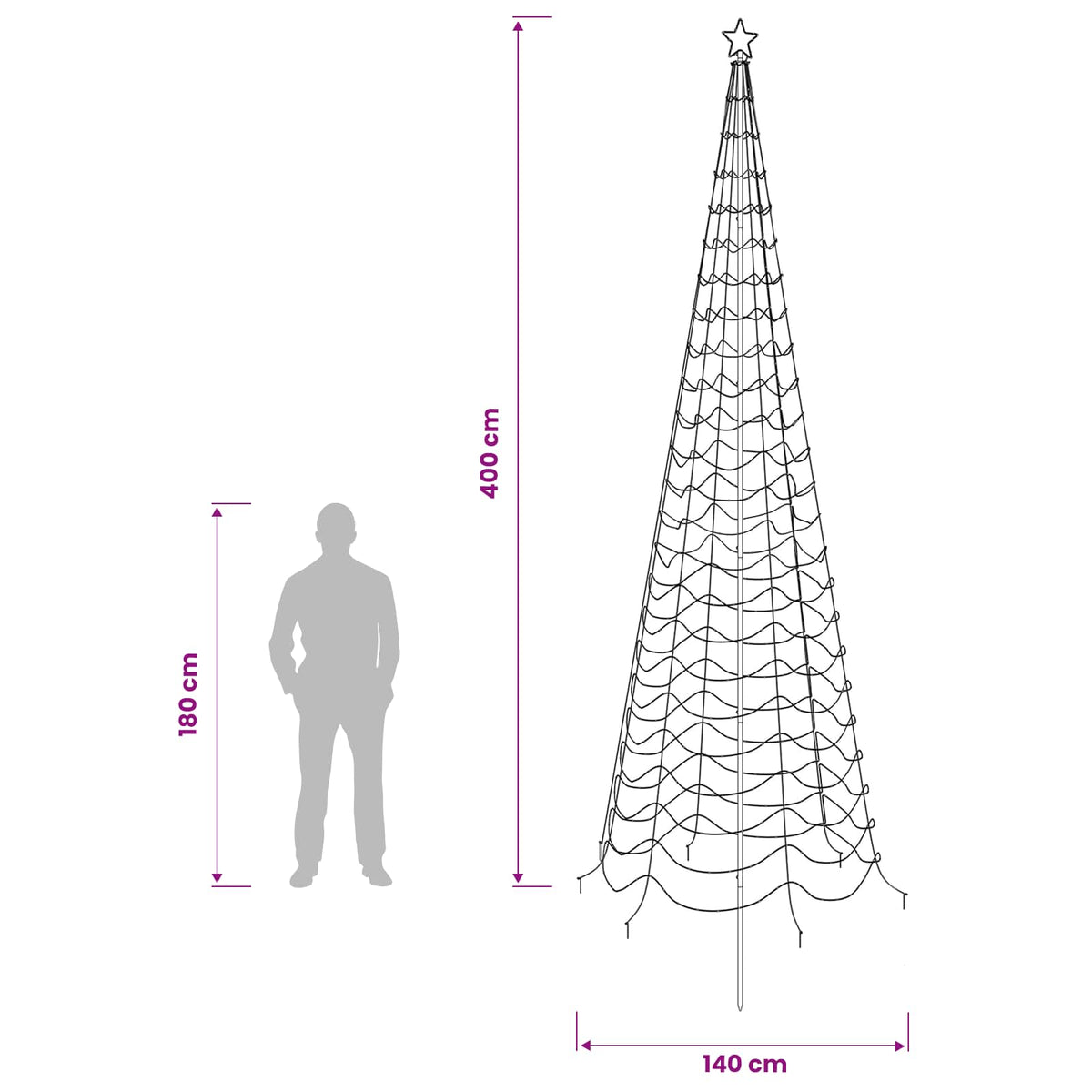 vidaXL LED Spiral Christmas Tree with Spike EKENAS 400 cm 588 LEDs
