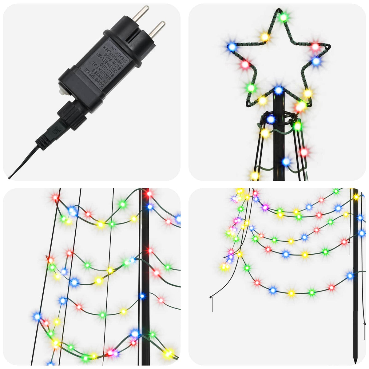 vidaXL LED Spiral Christmas Tree with Spike EKENAS 400 cm 588 LEDs