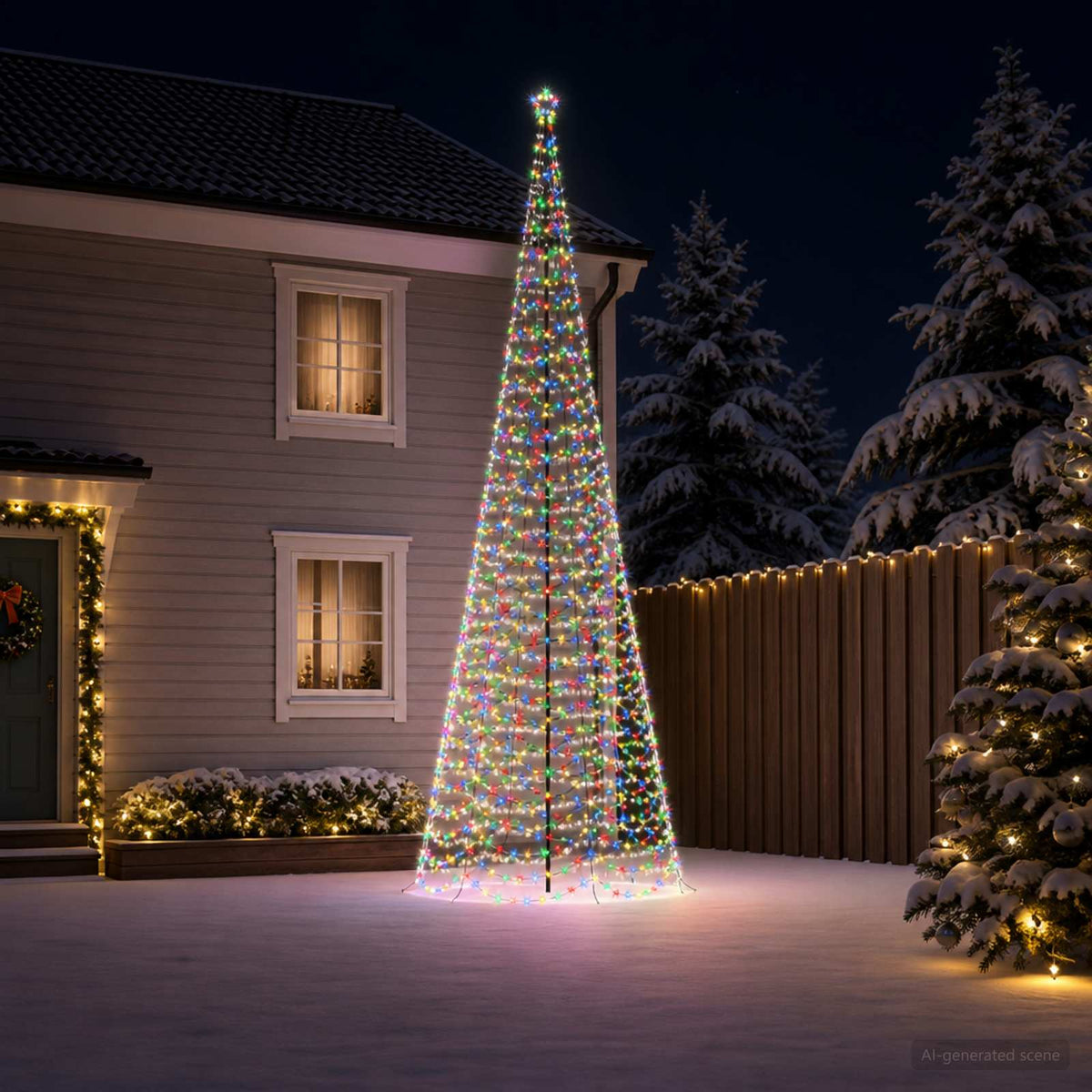 vidaXL LED Spiral Christmas Tree with Spike EKENAS 400 cm 588 LEDs